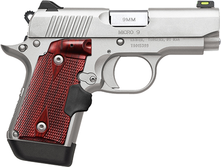[669278374826] Kimber Mfg.,inc 3700482 Micro 9  Stainless Steel 9mm 7+1 3.15" Satin Silver Slide Rosewood Grip