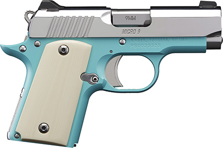 [669278376479] Kimber Mfg.,inc 3700647 Micro 9 Bel Air NS 9mm 6+1 3.15" Stainless Steel Slide Bel Air Blue Mirror-Polished Ivory G-10 Grip