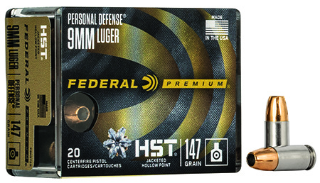 [604544621075] Federal P9HST2S Premium Personal Defense 9mmLuger 147gr HST Jacketed Hollow Point 20 Per Box/10 Case