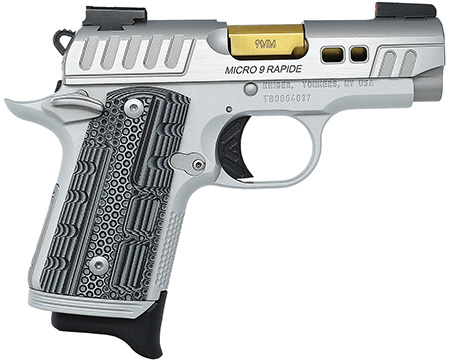 [669278332307] Kimber Mfg.,inc 3300230 Micro 9 Rapide Dawn 9mm 7+1 3.15" Brushed Stainless/Silver KimPro II Grey/Black G10 Grip