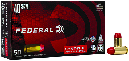 [604544624090] Federal AE40SJAP1 American Eagle Syntech Action Pistol  40S&W 205gr Total Syntech Jacket Flat Nose 50 Per Box/10 Case