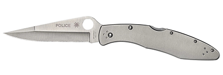 [716104000616] Spyderco C07P Police  4.13" Folding Spear Point Plain VG-10 SS Blade Stainless Includes Pocket Clip
