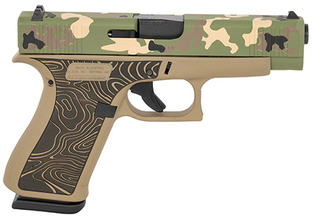[810100237417] Glock PA4850204-EXPHUNT G48 Gen5 Slim Compact Frame 9mm Luger 10+1 4.17" Black GMB Barrel, Camo Cerakote Steel Serrated Slide, Coyote Tan Cerakote Polymer Frame w/Beavertail