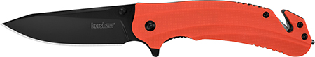 [087171048529] Kershaw 8650 Barricade  3.50" Folding Drop Point Plain Black Oxide 8Cr13MoV SS Blade Orange Glass-Filled Nylon Handle Features Glass Breaker Includes Pocket Clip