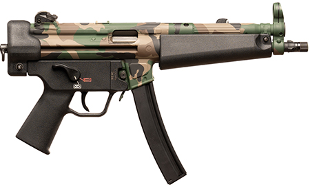 [642230269491] HK 81001152 SP5  Sports South Exclusive 9mm Luger 30+1 8.86" Black Steel Barrel Aluminum Woodland Camo Right Hand