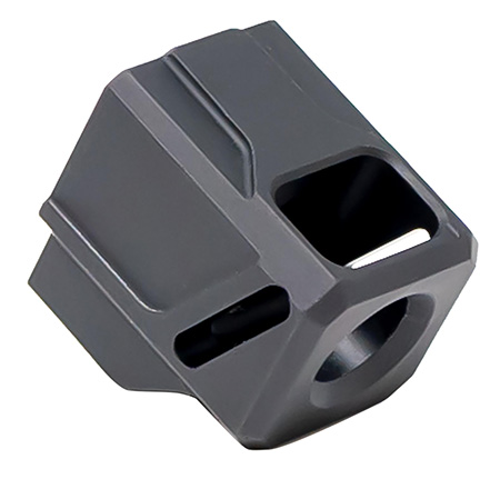 [816341026209] Faxon Firearms FFPACOMPSSG01 EXOS-523 Compensator for G43 Black Anodized Aluminum 1/2"x28 Threads 1.125" OAL 9mm