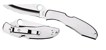 [716104004416] Spyderco C10S Endura 4  3.85" Folding Clip Point Part Serrated VG-10 SS Blade Satin Stainless Steel Handle Includes Pocket Clip