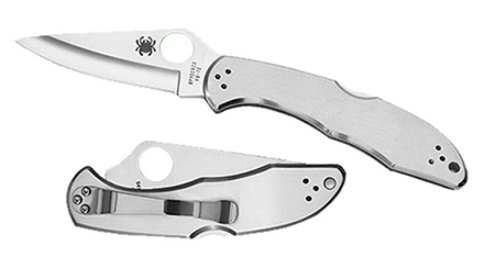 [716104004157] Spyderco C11P Delica 4  2.95" Folding Drop Point Plain VG-10 SS Blade/ Stainless Steel Handle Includes Pocket Clip