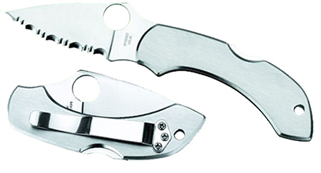 [716104002726] Spyderco C28P Dragonfly 2  2.31" Folding Clip Point Serrated VG-10 SS Blade Stainless Steel Handle Includes Pocket Clip