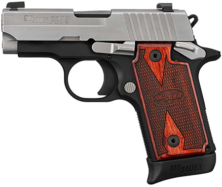 [798681703005] Sig Sauer 238380TXR3 P238 Two-Tone 380ACP 6/7rds 2.70" Stainless Bead Blast Slide Black Anodized Checkered Rosewood Grip