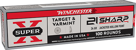 [020892104983] Winchester Ammo X21JHP Super X  21Sharp 34gr Jacketed Hollow Point 100 Per Box/20 Case