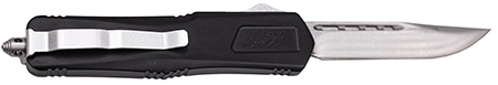 [638457794427] Great Lakes Firearms GLKMDSMTBLK GLFA  Medium 3.50" OTF Plain Steel Blade, Black Cerakote Aluminum Handle