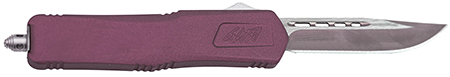 [638457794434] Great Lakes Firearms GLKMDSMTCHY GLFA  Medium 3.50" OTF Plain Steel Blade, Black Cherry Cerakote Aluminum Handle