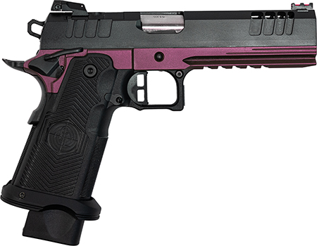 [638457790757] Great Lakes Firearms GL1911DS9FSSCHY 1911 DS Synergy 9mm Luger 20+1 5" Optic Cut/Serrated Cerakote Black Molded Grip Black Cherry Frame