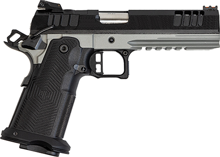 [638457790764] Great Lakes Firearms GL1911DS9FSSSRK 1911 DS Synergy 9mm Luger 20+1 5" Optic Cut/Serrated Cerakote Black Molded Grip Bull Shark Frame