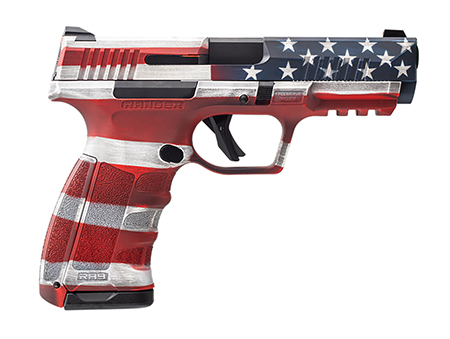 [687748693789] Dickinson LLC RA9US RA9  9mm Luger 17+1 4.25" Black Steel Barrel, American Flag Cerakote Serrated Aluminum Slide, American Flag Polymer Frame w/Accessory Rail
