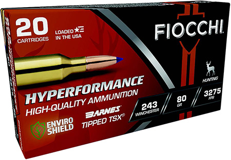 [762344711201] Fiocchi 243TTSX Hyperformance  243Win 80gr Barnes Tipped TSX 20 Per Box/10 Case