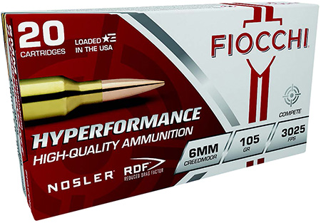 [762344713595] Fiocchi 6CMRD Hyperformance Match 6mmCreedmoor 105gr Nosler Reduced Drag Factor 20 Per Box/10 Case