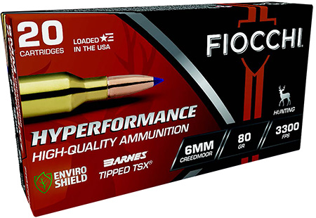 [762344713601] Fiocchi 6CMTT Hyperformance  6mmCreedmoor 80gr Barnes Tipped TSX 20 Per Box/10 Case