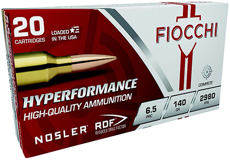 [762344713625] Fiocchi 65PRCRD Hyperformance Match 6.5PRC 140gr Nosler Reduced Drag Factor 20 Per Box/10 Case