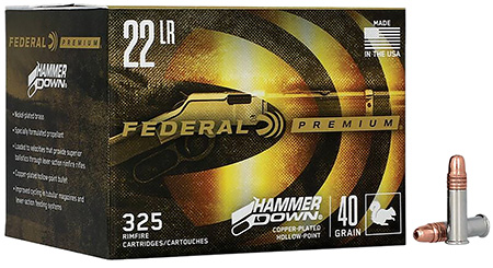 [604544698572] Federal 22HAM Hammer Down Rimfire 22LR 40gr Copper Plated Hollow Point 325 Per Box/10 Case