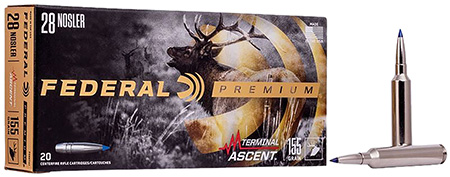 [604544659399] Federal P28NTA1 Premium  28Nosler 155gr Terminal Ascent 20 Per Box/10 Case