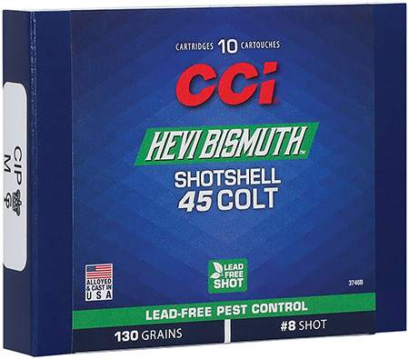 [604544695762] CCI 3746B Pest Control HEVI-Bismuth 45Colt 130gr Shotshell #8 Shot 10 Per Box/20 Case