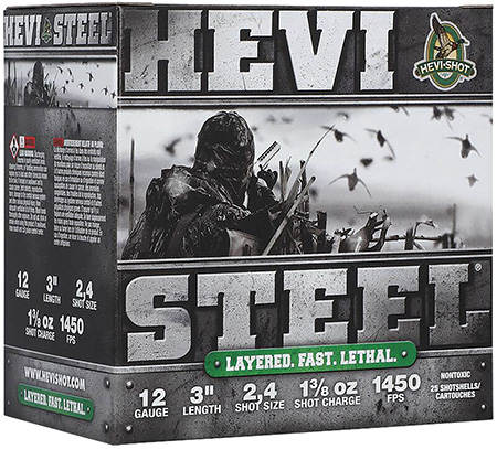 [604544699180] HEVI-Shot HS60024 HEVI-Steel Waterfowl 12Gauge 3" 1 3/8oz 2/4Shot 25 Per Box/10 Case