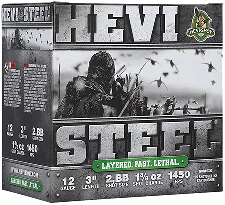 [604544699081] HEVI-Shot HS60288 HEVI-Steel Waterfowl 12Gauge 3" 1 3/8oz 2/BBShot 25 Per Box/10 Case