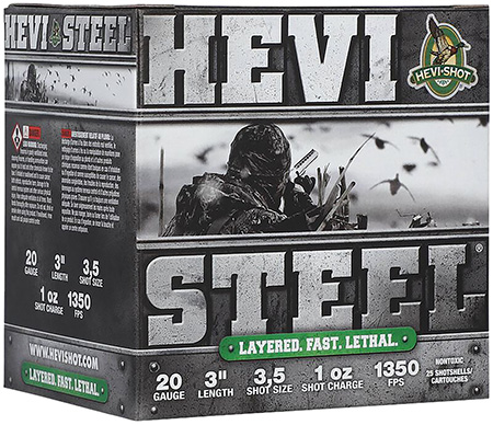[604544699067] HEVI-Shot HS62035 HEVI-Steel Waterfowl 20Gauge 3" 1oz 3/5Shot 25 Per Box/10 Case
