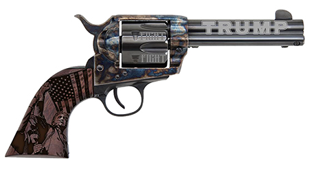 [040589031224] Traditions SAT73002FT 1873 Trump-Fight 45 Long Colt 6 Shot 4.75" Blued "Trump" w/Engraved Barrel, "Fight" Engraved Cylinder, Color Case Hardened Steel Frame, Walnut w/Trump Design Grip, Exposed Hammer