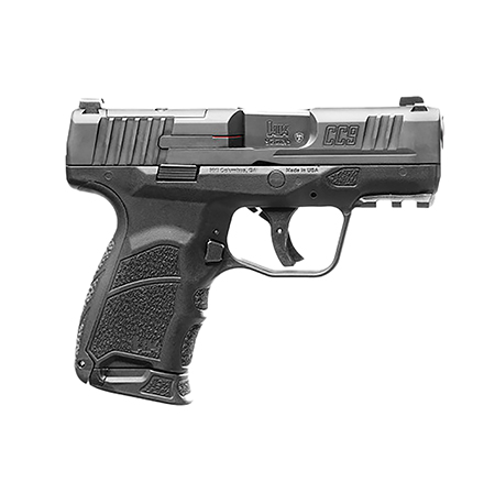 [642230263284] HK 81000550 CC9  9mm Luger 10+1/12+1 3.32" Black Polygonal Rifled Barrel, Optic Ready/Serrated Steel Slide, Polymer Frame w/Picatinny Rail, Black Interchangeable Backstrap Grip