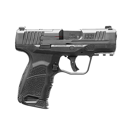 [642230263291] HK 81000551 CC9  Micro Compact 9mm Luger 10+1 3.32" Black Polygonal Rifled Barrel, Optic Ready/Serrated Steel Slide, Polymer Frame w/Picatinny Rail, Black Interchangeable Backstrap Grip, Ambidextrous