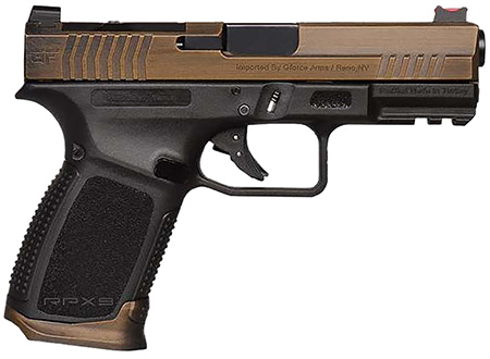[643477867563] Gforce Arms GFRPX3C9BT Exodus  9mm Luger 15+1 4.02" Black Steel Barrel, Bronze Cerakote Serrated Steel Slide, Black Cerakote Polymer Frame w/Accessory Rail, Black Textured Grip