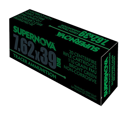 [860010179727] Supernova PMSN762G Green Tracer  7.62mm 110 gr Full Metal Jacket 20 Per Box/ 50 Cs
