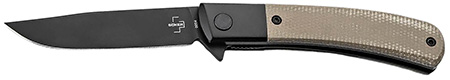 [788857786789] Boker 01BO931  Modern Gentleman 2.95" Plain Black Nitro-V Blade Green Micarta Handle