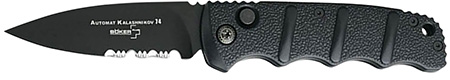 [788857060407] Boker 01KALS100  Kalashnikov 3.35" Drop Point Plain/Serrated Black D2 Steel Blade Aluminum Handle