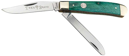 [788857768938] Boker 110829 Trapper 2.0 Clip Point/Spey Plain D2 Steel Blade Smooth Green Bone Handle