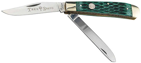 [788857768952] Boker 110831 Trapper 2.0 Clip Point/Spey Plain D2 Steel Blade Green Jigged Bone Handle