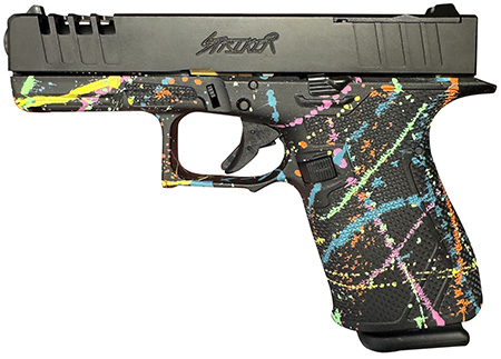 [638457790658] Great Lakes Firearms GL19SBLK Striker  9mm 15+1 4" Front/Rear Serrations Cerakote Splatter Black