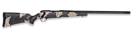 [747115458424] Weatherby MGS01N7MMBR2B Mark V Backcountry Guide 7mm BC BSF Carbon Graphite Black Cerakote/Peak 44 Blacktooth Exposed Carbon Fiber w/ Olive Green/Backpack Sponge Stock