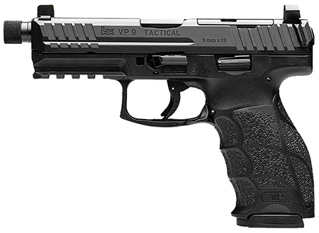 [642230269651] HK 81000239 VP9 Tactical 9mm Luger 10+1 4.70" Black Threaded Barrel, Black Cerakote Optic Ready/Serrated Steel Slide, Black Polymer Frame w/Picatinny Rail, Black Interchangeable Backstrap Grip