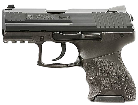 [642230269279] HK 81001106 P30SK V1 LEM Sub-Compact Frame 9mm Luger 10+1 3.27" Black Steel Barre, Black Cerakote Steel Slide, Polymer Frame w/Picatinny Rail, Black Interchangeable Backstrap Grip, Ambidextrous