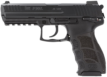 [642230269170] HK 81001096 P30L V3 40 S&W 10+1 4.45" Black Polygonal Rifled Barrel, Black Cerakote Long/Serrated Steel Slide, Black Polymer Frame, w/Picatinny Rail, Black Interchangeable Backstrap Grip, Ambidextrous