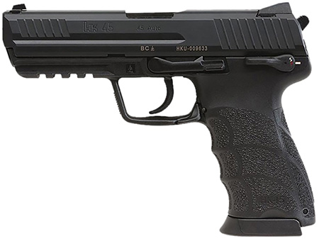 [642230269361] HK 81001113 HK45 V1 45 ACP 10+1 4.46" Black Polygonal Rifled Barrel, Black Cerakote Serrated Steel Slide, Black Polymer Frame w/Picatinny Rail, Ambidextrous