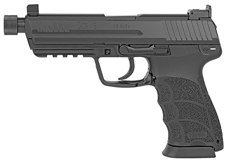 [642230269392] HK 81001118 HK45 V7 LEM .45 ACP DAO 10+1 4.46" Black Threaded Barrel, Black Cerakote Serrated Steel Slide, Black Polymer Frame w/Picatinny Rail, Ambidextrous