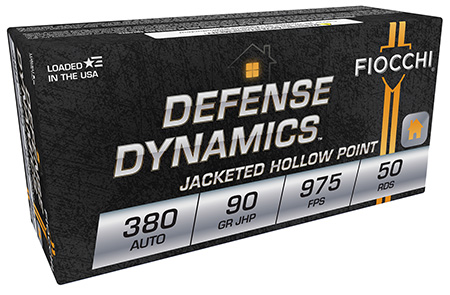 [762344001821] Fiocchi 380APHP Defense Dynamics  380ACP 90gr Jacketed Hollow Point 50 Per Box/20 Case