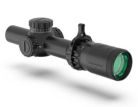 [889157002798] Swampfox Optics THK14241RF Tomahawk II  Black 1-4x 24mm 30mm Tube Bright Fiber Optic Red Reticle