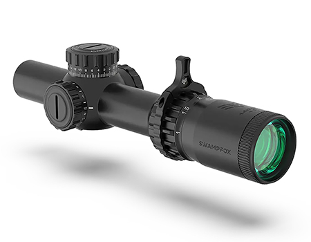 [889157002804] Swampfox Optics THK16241GF Tomahawk II  Black 1-6x 24mm 30mm Tube Bright Fiber Optic Green Reticle