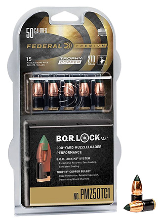 [029465029999] Federal PMZ50TC1 Trophy  50Cal 270gr Trophy Copper 15/Box